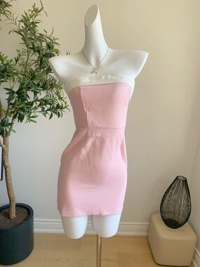 Size S Edikted Pink Strapless Mini Dress Bodycon